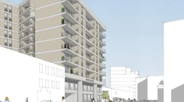 Architectural sketch of modern residential building design.