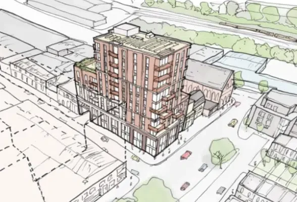 Illustration of proposed urban building development.